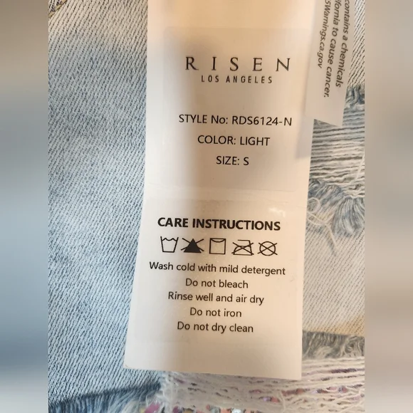 NEW Risen Kayden Distressed Denim Cut Off Shorts Pink Sequin Pockets Size Small - Picture 5 of 8